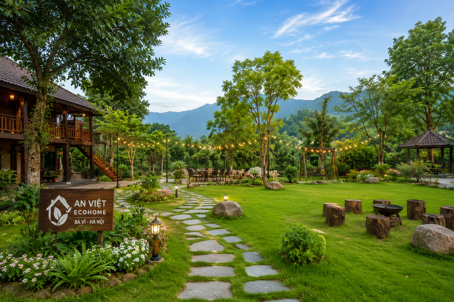 KHÔNG GIAN SÂN VƯỜN XANH MÁT GIỮA THIÊN NHIÊN BA VÌ